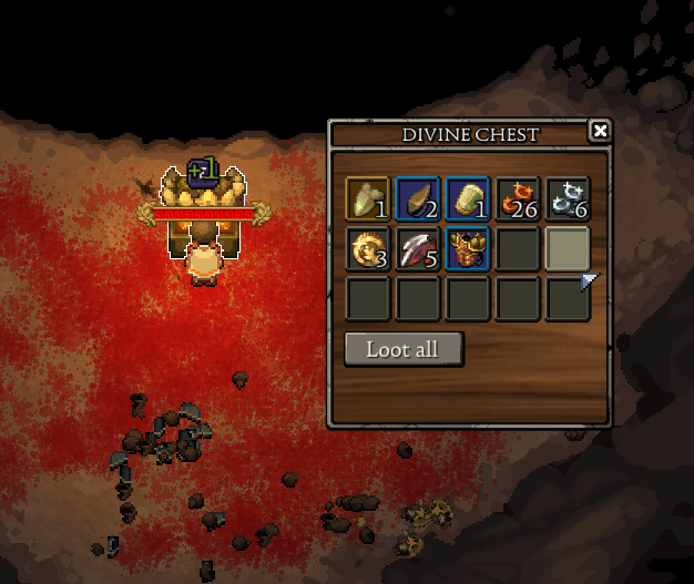 Cyclops Divine Chest loot showing Granite Tooth, Cyclops Shard, Nail of the Cyclops, Traveler's Coin and Tectonic Armor in the boss reward chest