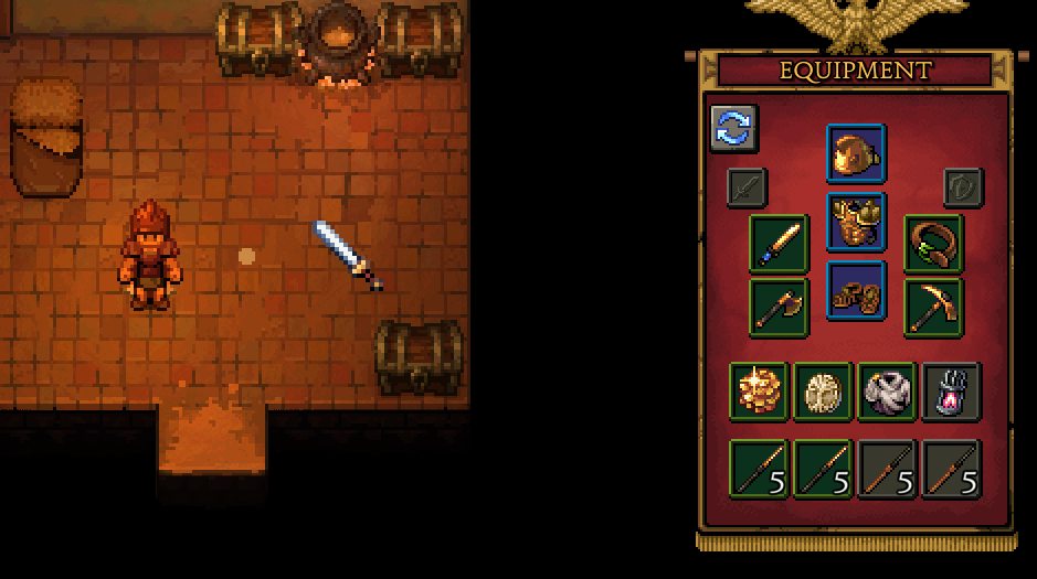 Romestead character equipped in the Tectonic armor set, the boss-tier reward earned from the Cyclops